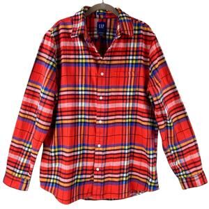 GAP 100% Organic Cotton Plaid Flannel Shirt Size L New With Tag